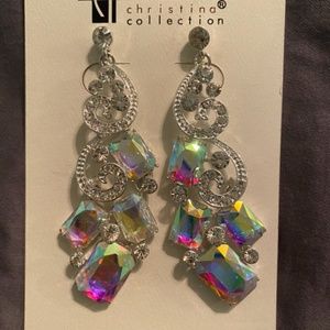 large iridescent formal earrings